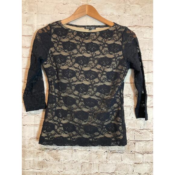 Jessica Max Tops - Jessica Max U.S.A. Top Womens Medium Black All Over Lace Fairy Whimsigoth Grunge